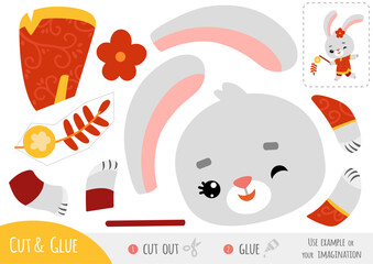 Education paper game for children, Rabbit and chinese new year decoration