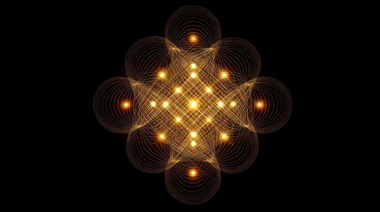 Naklejka premium Glowing Grids Created by Geometric Digital Patterns with Symmetrical Perfection Transparent Background