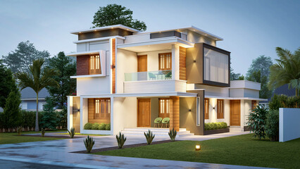 3d illustration of a newly built luxury home
