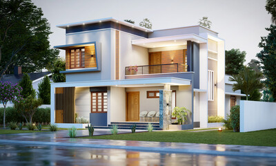 3d illustration of a newly built luxury home
