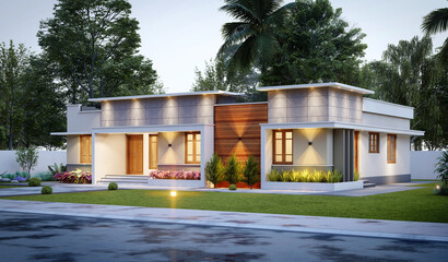 3d illustration of a newly built luxury home
