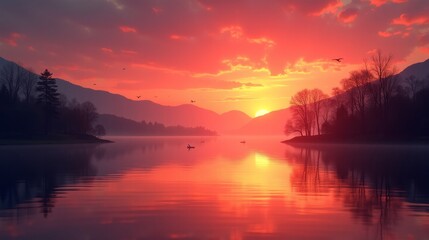 Obraz premium Dusk Delight: Silhouettes in Sunset Splendor