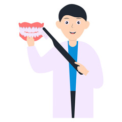 Illustration of Dental Care. Vector Cartoon Character