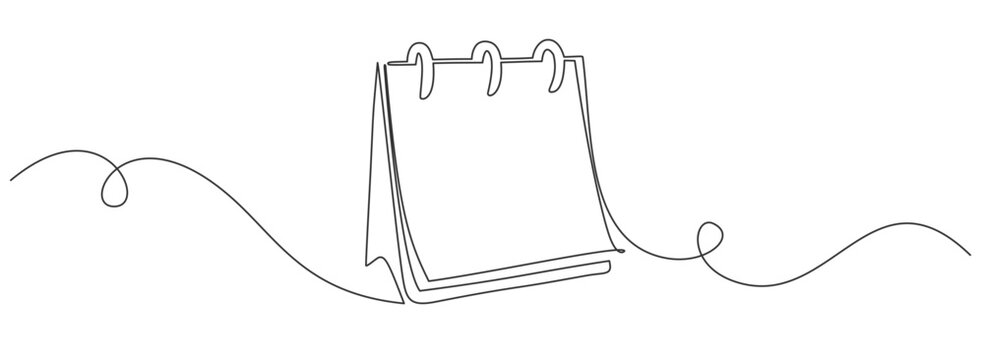 calendar in one continuous line art vector illustration. Calendarr Doodle contour vector illustration