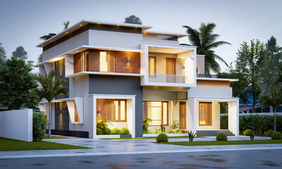 3d illustration of a newly built luxury home
