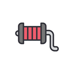 Fishing reel colored icons, minimalist vector illustration ,simple transparent graphic element .Isolated on white background