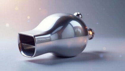 Sleek silver whistle, metallic gleam, isolated , wooden whistle, object