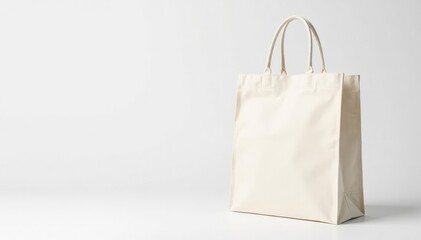 White cotton shopping bag with handles, isolated , shopping, minimal