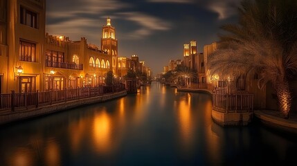 Obraz premium Madinat Jumeirah canals and Arabian-style buildings