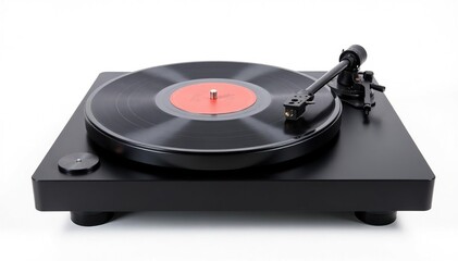 Turntable vinyl record player, isolated on white background , technology, white background, disc