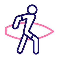 surfing Vector Line Two Colors Icon Design