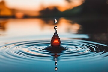 Water drop impact on water surface