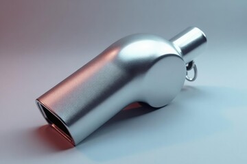 Sleek silver whistle, metallic gleam, isolated , sound, metallic, silver