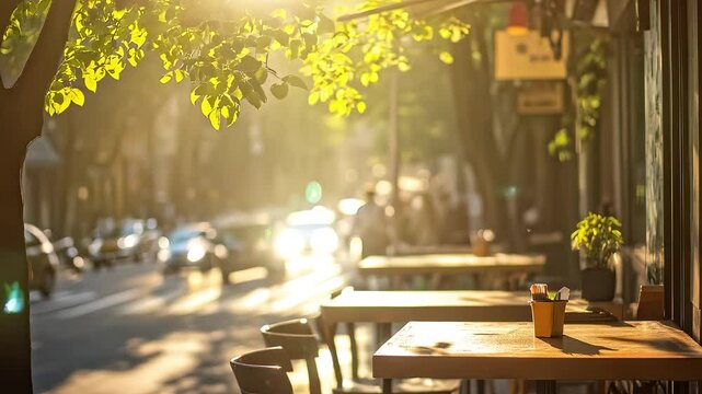 Outdoor cafe in sunlight