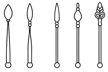 Curettes Dental Instruments Line art