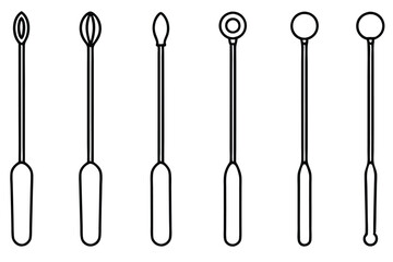 Curettes Surgical Tools Line art
