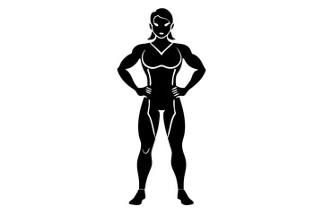 Strong Women Standing icon silhouette vector illustration