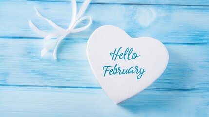 Soft heart-shaped decor on serene blue background, evokes calmness and love, ideal for wellness promotions or romantic themes.