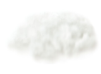 3D illustration of a white cloud isolated in the sky with a transparent background