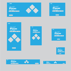 Modern Travel Web Banner Design for Vacation, Tourism, and Holiday Promotion.