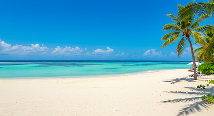 Fototapeta premium tropical beach with coconut palm trees