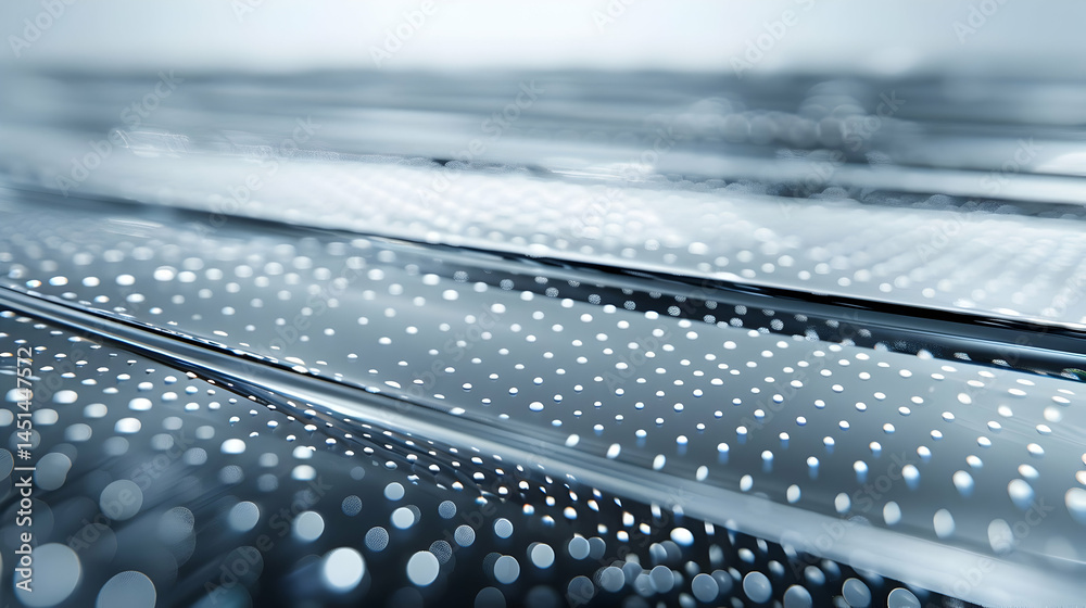 Poster abstract design of overlapping lines and dotted patterns.