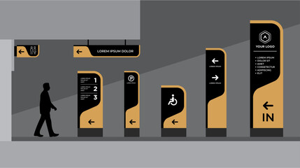 Exterior and interior signage template set corporate identity