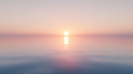 Tranquil sunset reflection, serene landscape with soft pastel colors over calm water, perfect for relaxation and calm ambiance.