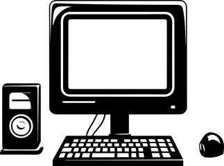 Fototapeta premium Black and white Computer Vector Illustration