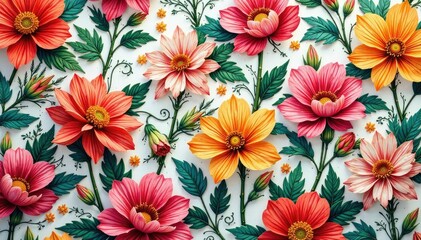 Intricate floral design, repeating seamlessly , repeating pattern, seamless floral texture