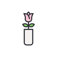 Flower vase colored icons, minimalist vector illustration ,simple transparent graphic element .Isolated on white background