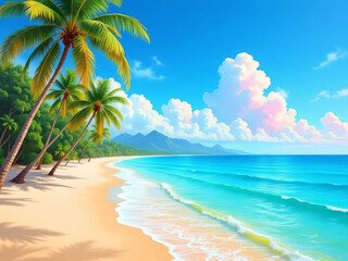 Obraz premium Tropical beach paradise with turquoise water.