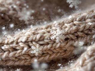 Knitted scarf with snowflakes clinging 