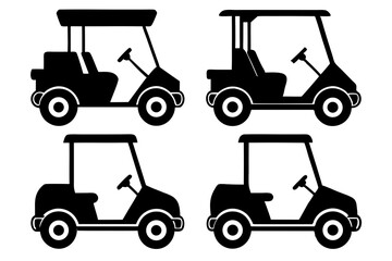set of Golf Cart silhouette vector illustration