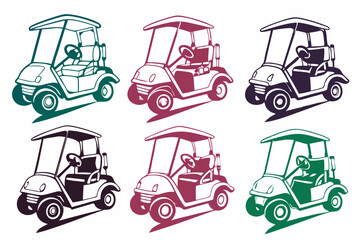 set of Golf Cart silhouette vector illustration