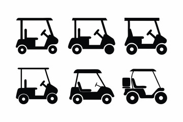 set of Golf Cart icon silhouette vector illustration