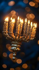 "Elegant Chandelier with Illuminated Candles"