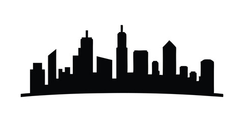 Obraz premium Black and white city skyline silhouette with modern urban buildings