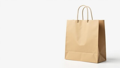 Empty brown paper shopping bag, isolated on white background , shopping, blank, brown bag