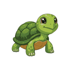 Fototapeta premium Cute Cartoon Turtle Smiling Vector Illustration