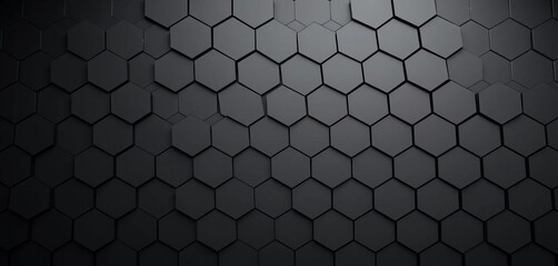 Sleek black honeycomb pattern, futuristic hexagonal mosaic  Tiles form seamless polygonal background , abstract background, hexagon pattern