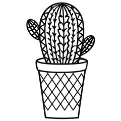 Simple Cactus in a Pot Illustration for Creative Design