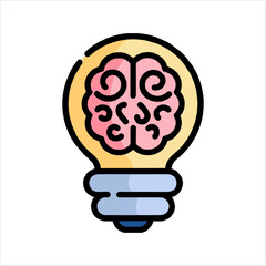 human brain with bulb