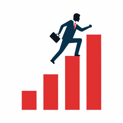 Businessman Climbing Bar Graph silhouette vector illustration