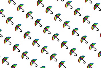 Seamless pattern illustration of doodle style cartoon umbrella icon.
