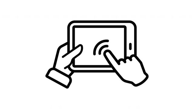 Animated hand scrolls effortlessly on a modern tablet screen