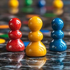 Colorful Wooden Figures Close-Up