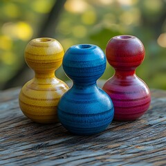 "Colorful Vases on Wooden Table"