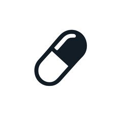 Minimalistic black-and-white capsule icon illustration, professional line art style