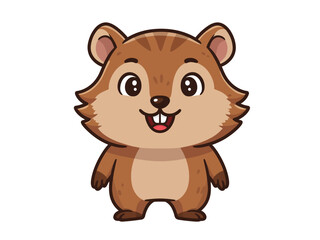 Fototapeta premium A Playful Brown Cartoon Dog With Its Tongue Lolling Out Captured In A Vibrant Vector Illustration Against A Clean White Backdrop Radiating Happiness And Animated Energy In A Lighthearted Style